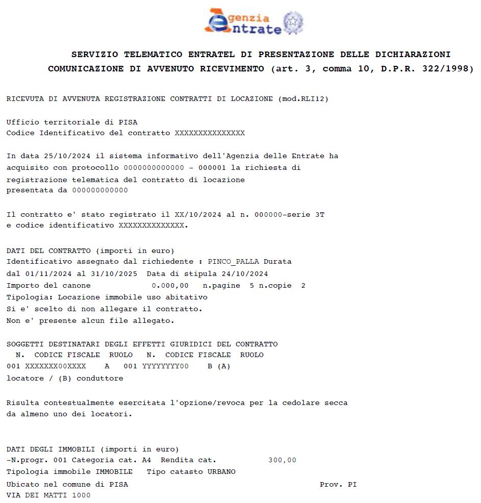 Rent contract registration digital receipt example