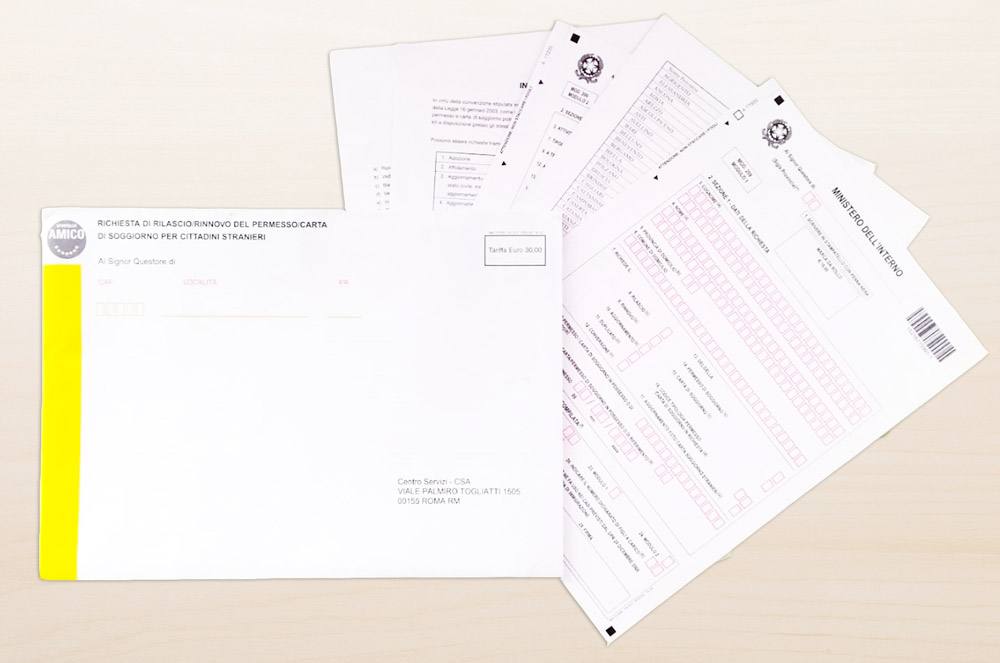 Postal kit for Permesso di Soggiorno application