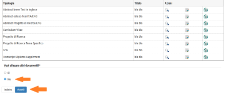Immagine selezione allegati alla candidatura